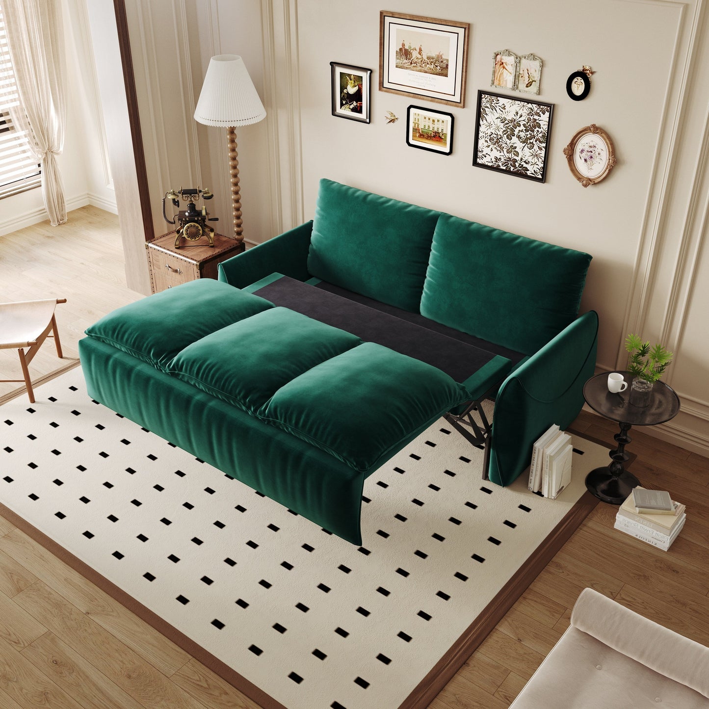 3-Seat Convertible Sleeper Sofa Bed with 2-in-1 Pillow & Blanket Set