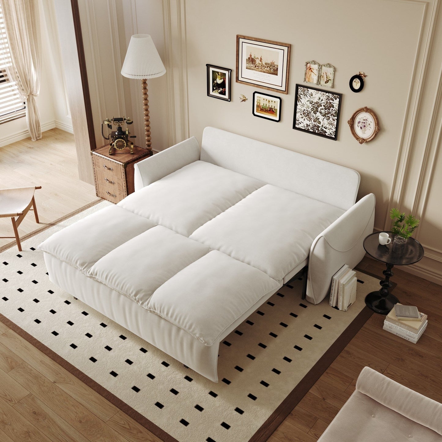 3-Seat Convertible Sleeper Sofa Bed with 2-in-1 Pillow & Blanket Set