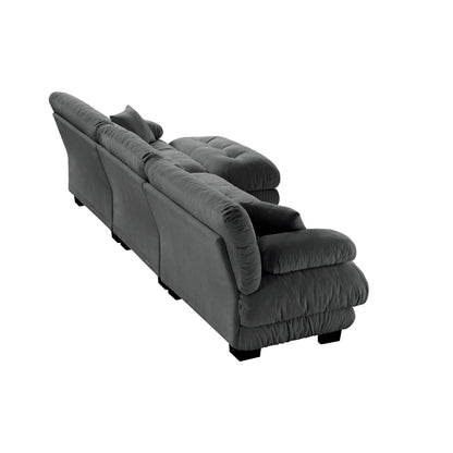 3-Seat Modular Sectional Sofa Deep Seat Couch L Shaped Cloud Couch with Convertible Ottoman for Living Room