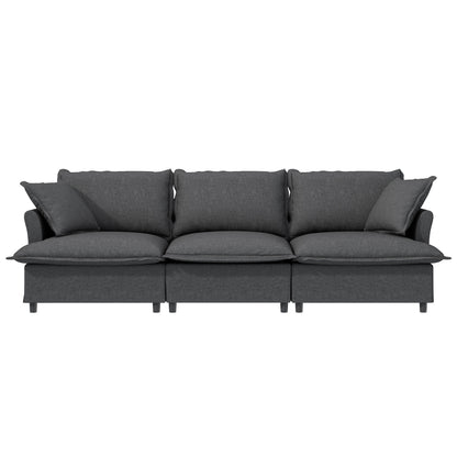 3 Seat Sofa Module For Modular Sectional Sofa,Wide Seat,Chenille Cloud Couch With Throw Pillows