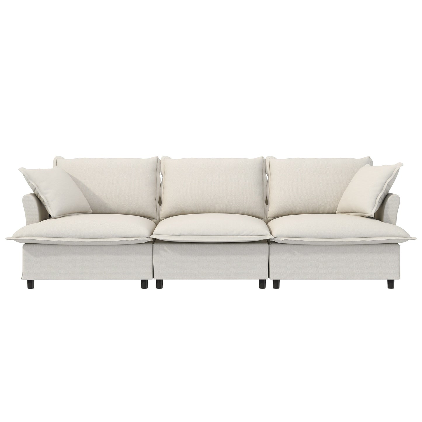 3 Seat Sofa Module For Modular Sectional Sofa,Wide Seat,Chenille Cloud Couch With Throw Pillows