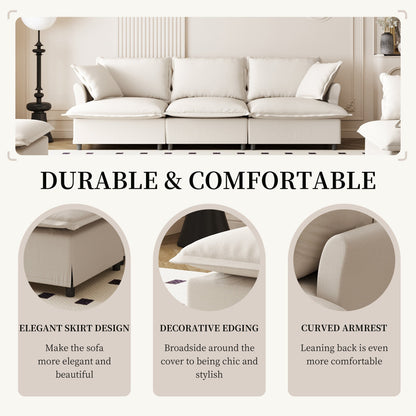 3 Seat Sofa Module For Modular Sectional Sofa,Wide Seat,Chenille Cloud Couch With Throw Pillows
