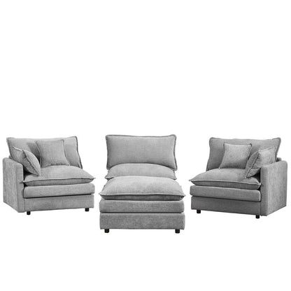 3-Seater Comfy Cloud Couches with Movable Ottoman