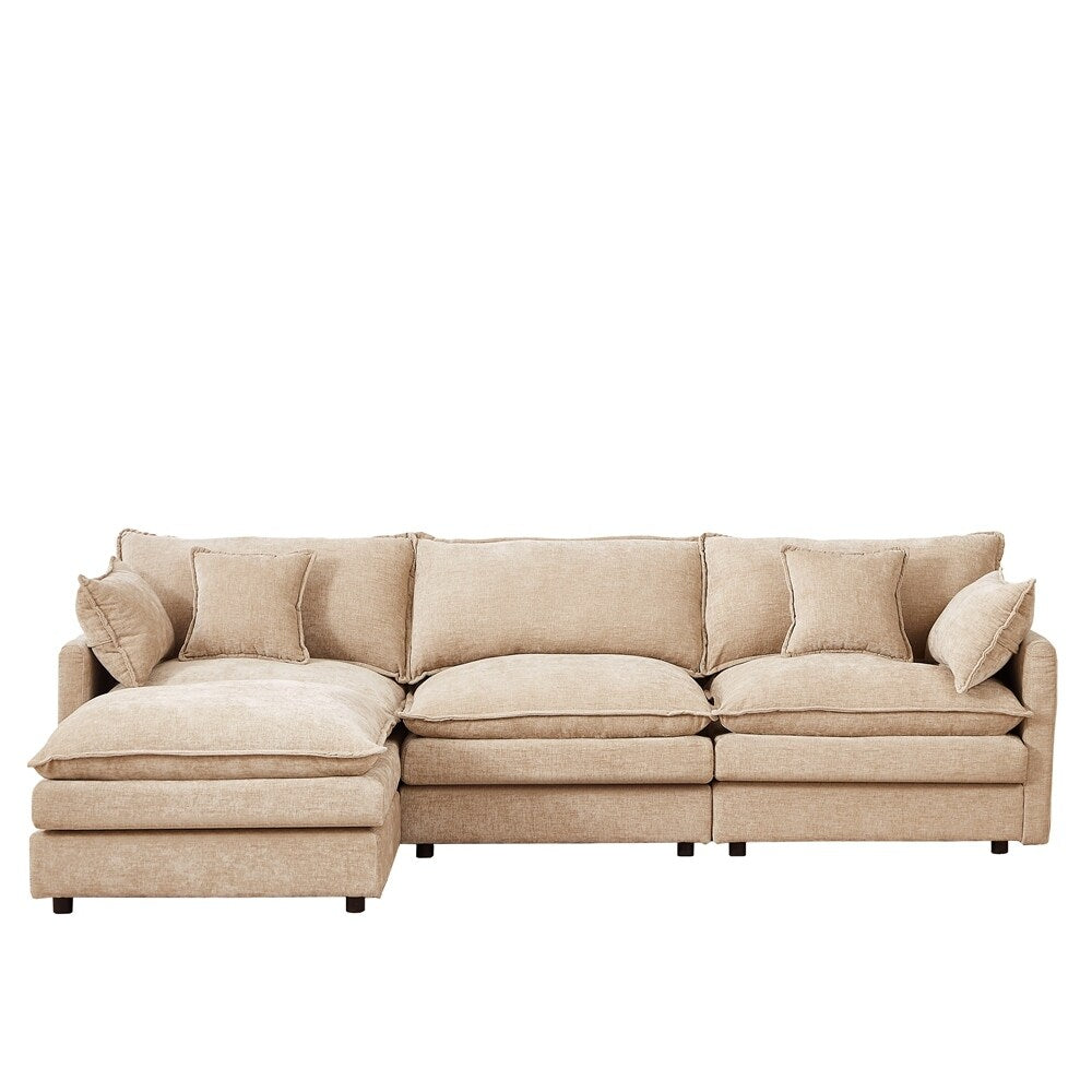 3-Seater Comfy Cloud Couches with Movable Ottoman