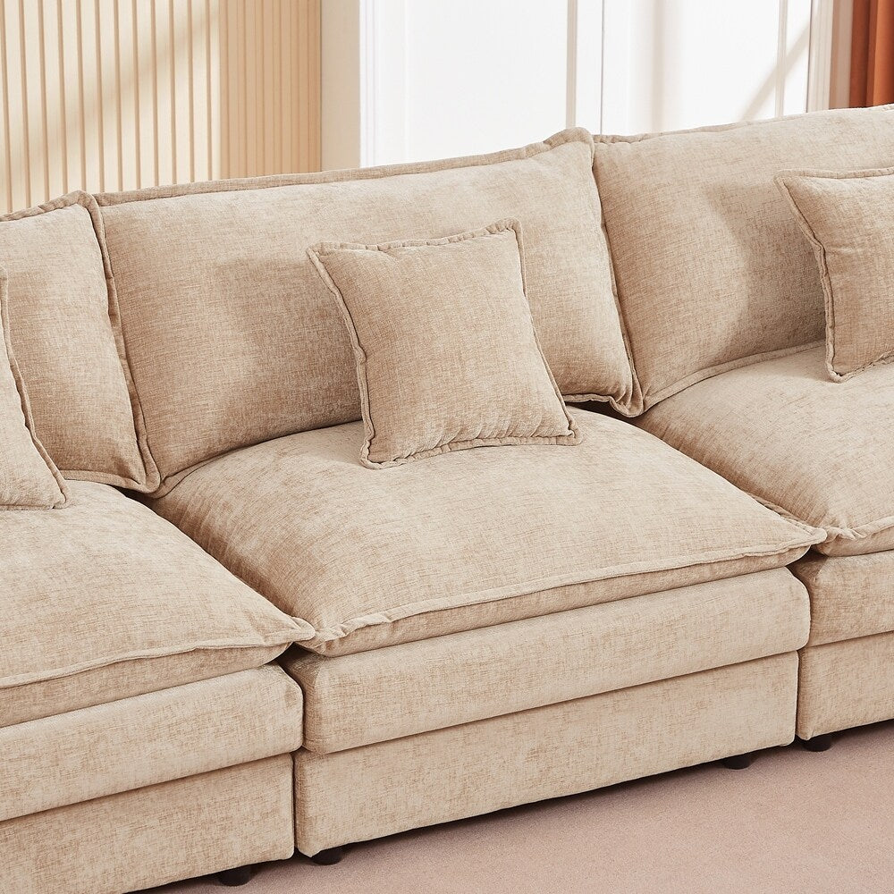 3-Seater Comfy Cloud Couches with Movable Ottoman