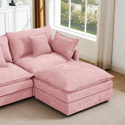 3-Seater Comfy Cloud Couches with Movable Ottoman