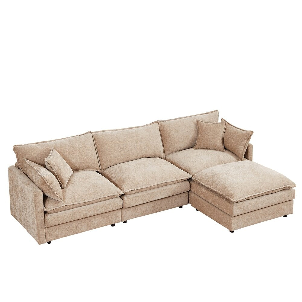 3-Seater Comfy Cloud Couches with Movable Ottoman