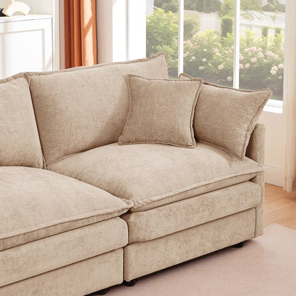 3-Seater Comfy Cloud Couches with Movable Ottoman