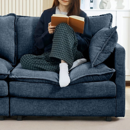 3-Seater Comfy Cloud Couches with Movable Ottoman