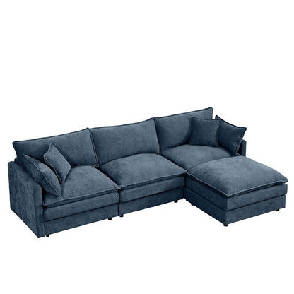 3-Seater Comfy Cloud Couches with Movable Ottoman