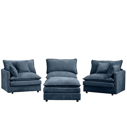 3-Seater Comfy Cloud Couches with Movable Ottoman