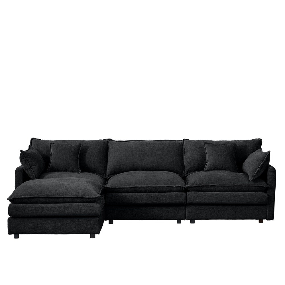 3-Seater Comfy Cloud Couches with Movable Ottoman