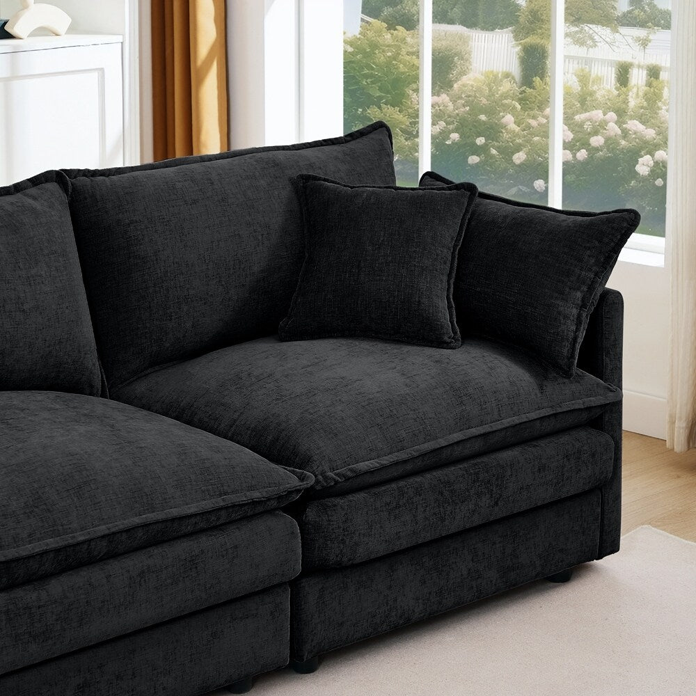 3-Seater Comfy Cloud Couches with Movable Ottoman