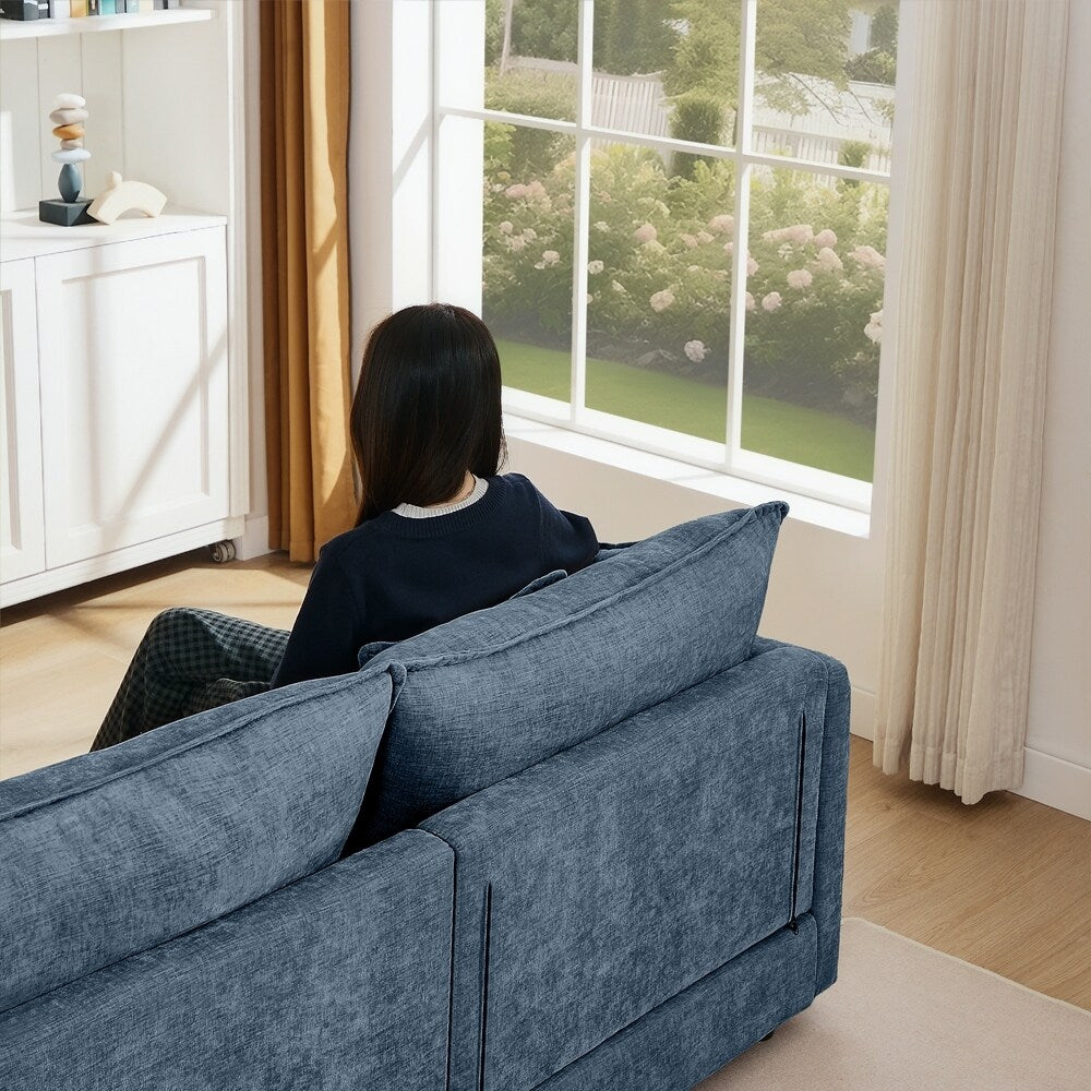 3-Seater Comfy Cloud Couches with Movable Ottoman