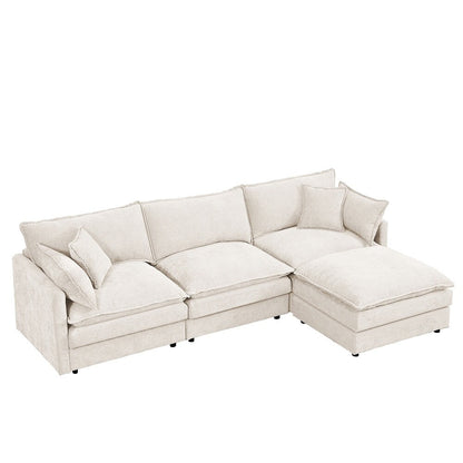 3-Seater Comfy Cloud Couches with Movable Ottoman