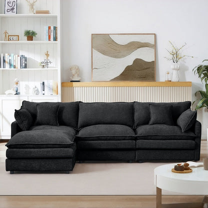 3-Seater Comfy Cloud Couches with Movable Ottoman