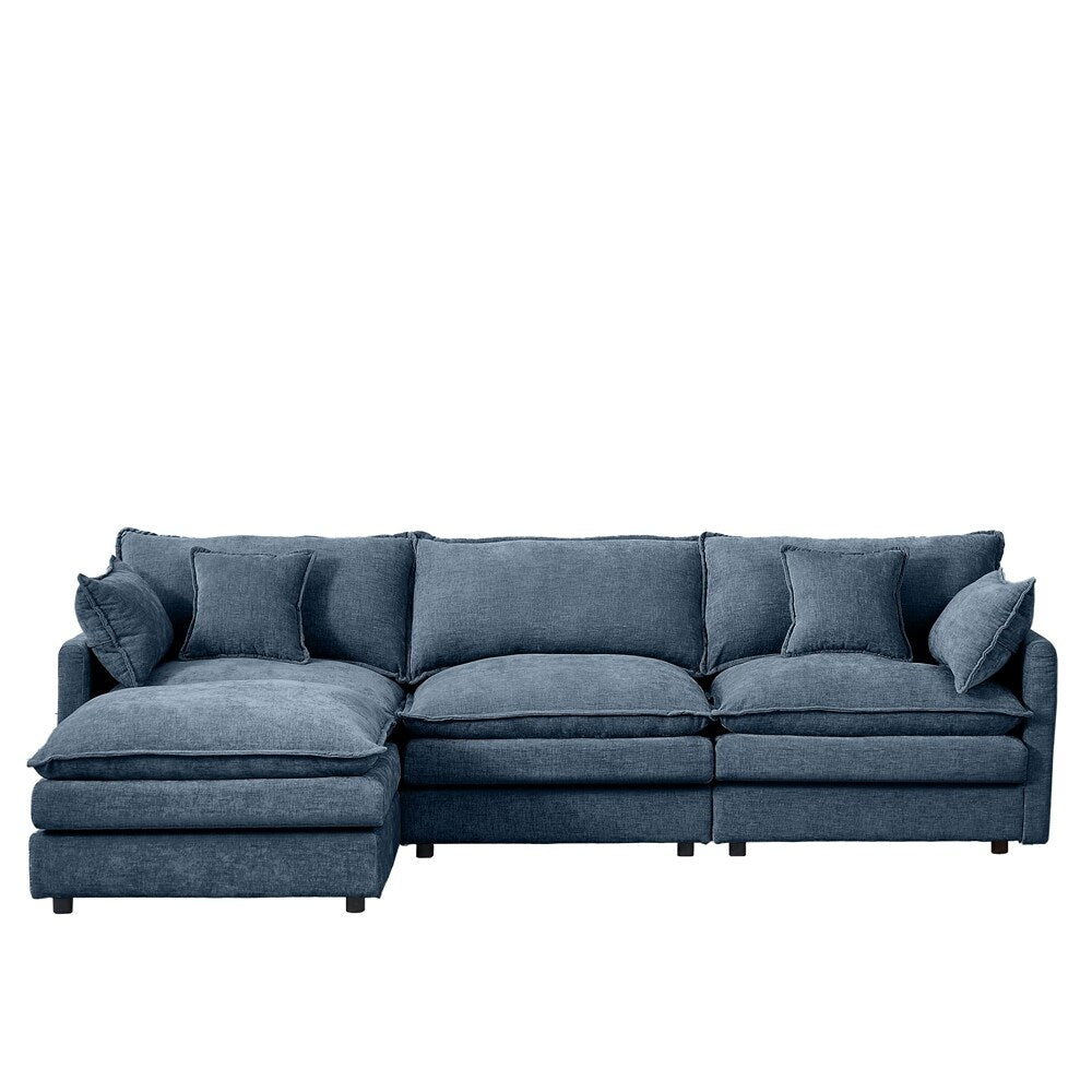 3-Seater Comfy Cloud Couches with Movable Ottoman