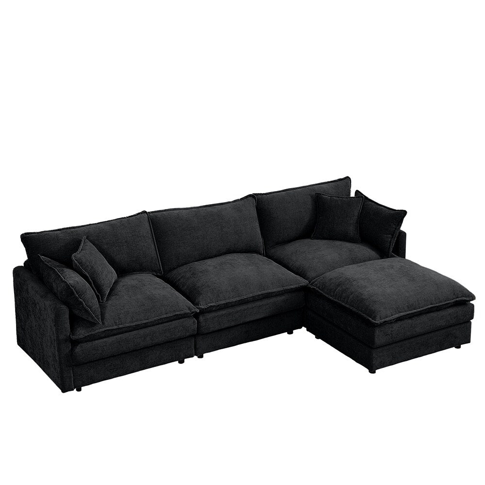 3-Seater Comfy Cloud Couches with Movable Ottoman