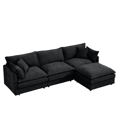 3-Seater Comfy Cloud Couches with Movable Ottoman