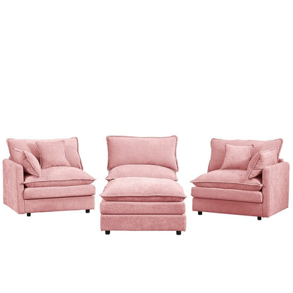3-Seater Comfy Cloud Couches with Movable Ottoman