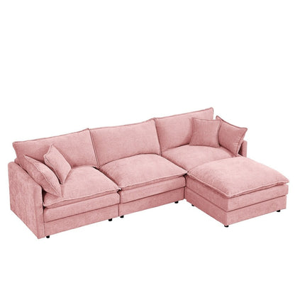 3-Seater Comfy Cloud Couches with Movable Ottoman