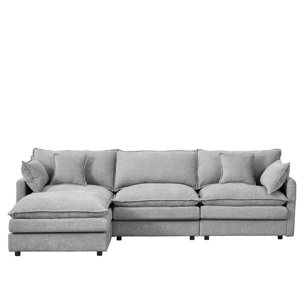 3-Seater Comfy Cloud Couches with Movable Ottoman