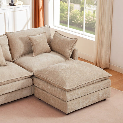 3-Seater Comfy Cloud Couches with Movable Ottoman