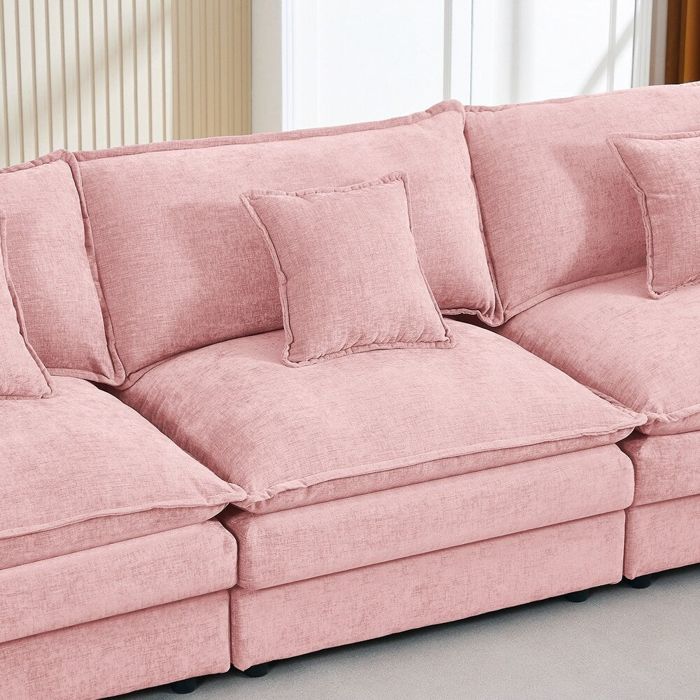 3-Seater Comfy Cloud Couches with Movable Ottoman