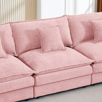 3-Seater Comfy Cloud Couches with Movable Ottoman