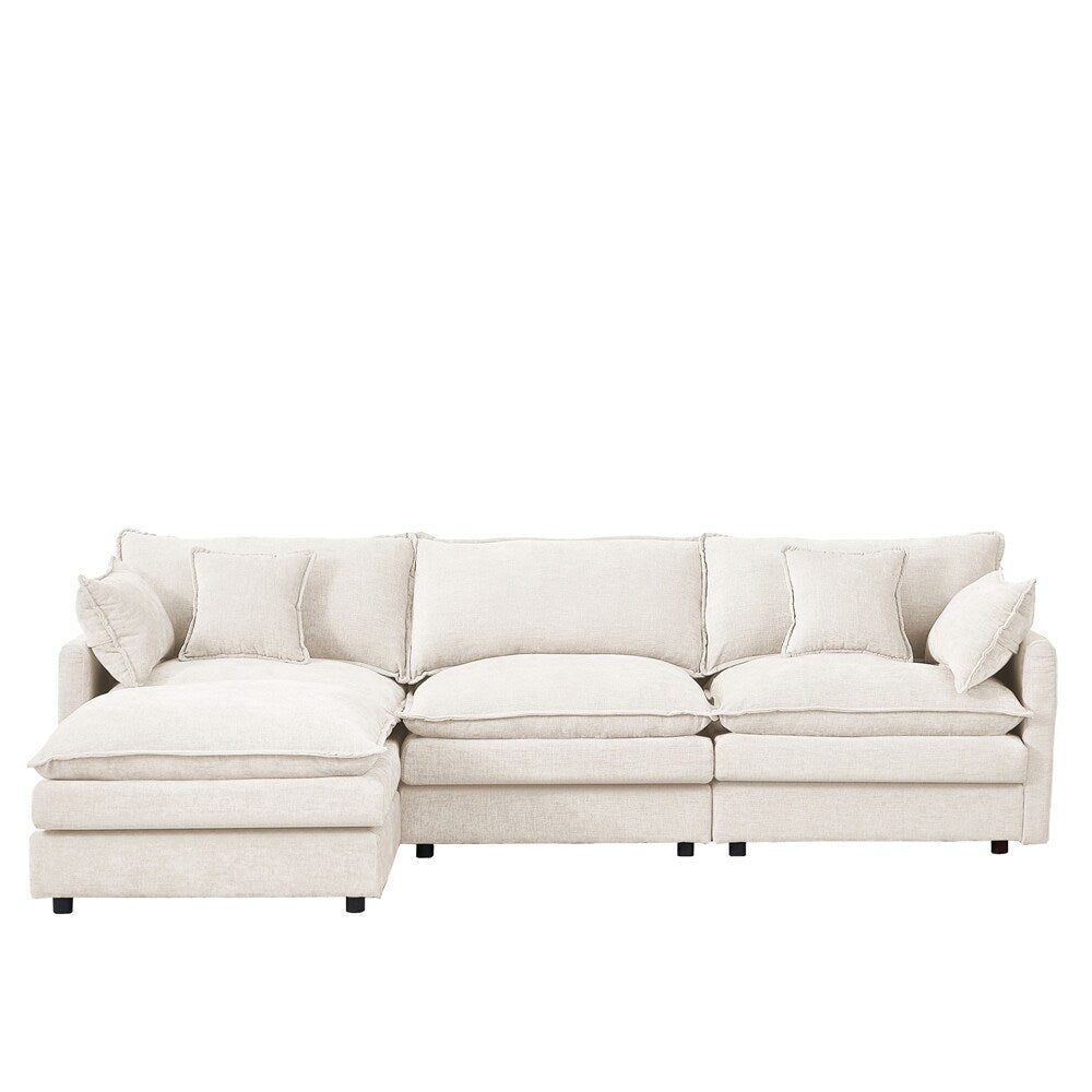 3-Seater Comfy Cloud Couches with Movable Ottoman