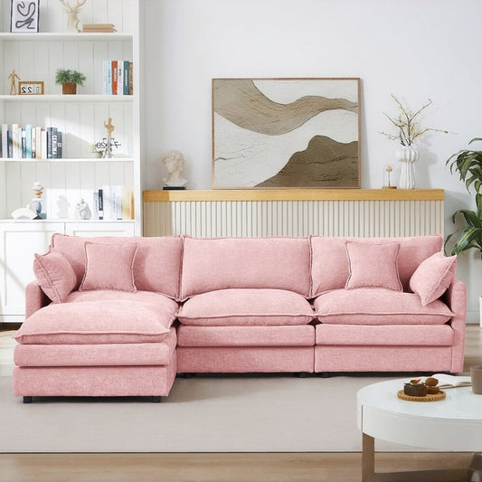 3-Seater Comfy Cloud Couches with Movable Ottoman