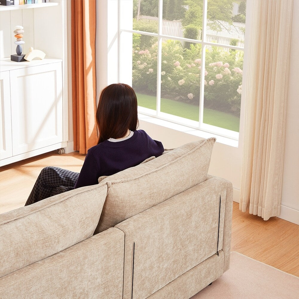 3-Seater Comfy Cloud Couches with Movable Ottoman