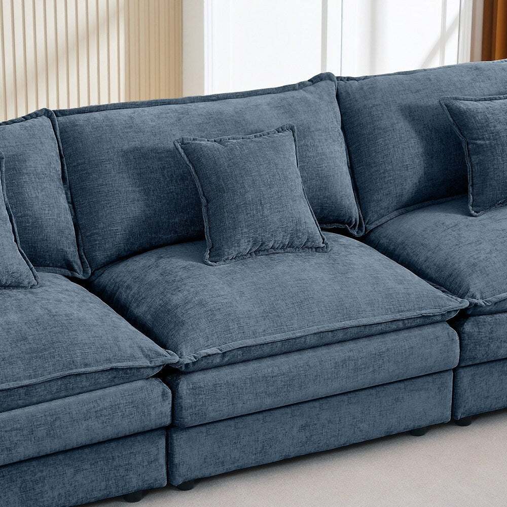 3-Seater Comfy Cloud Couches with Movable Ottoman