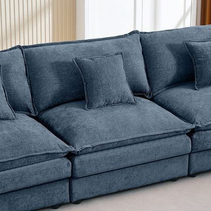 3-Seater Comfy Cloud Couches with Movable Ottoman