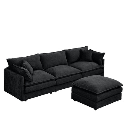 3-Seater Comfy Cloud Couches with Movable Ottoman