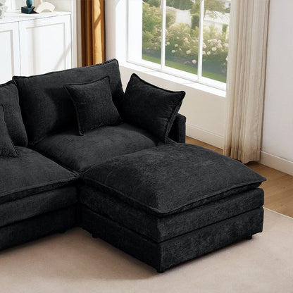 3-Seater Comfy Cloud Couches with Movable Ottoman