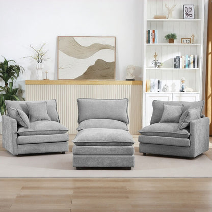 3-Seater Comfy Cloud Couches with Movable Ottoman