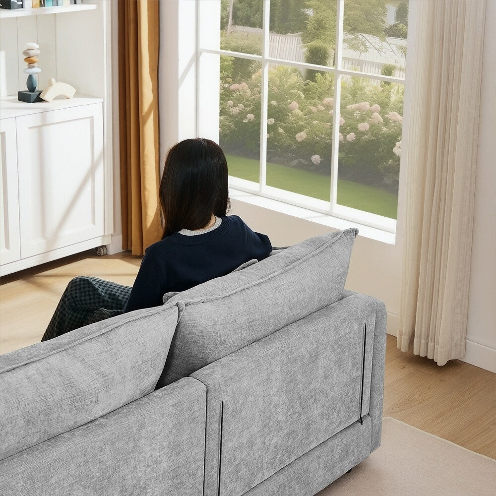 3-Seater Comfy Cloud Couches with Movable Ottoman