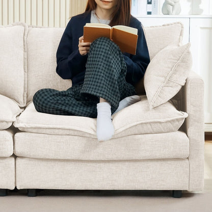 3-Seater Comfy Cloud Couches with Movable Ottoman