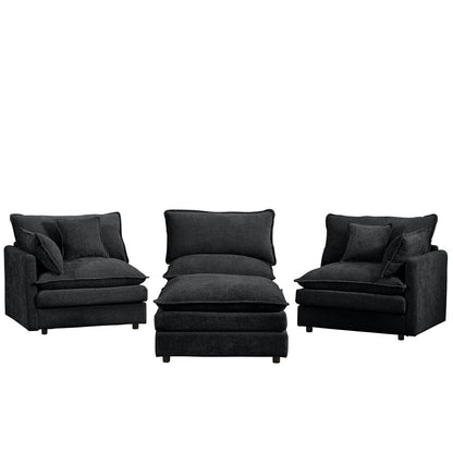 3-Seater Comfy Cloud Couches with Movable Ottoman