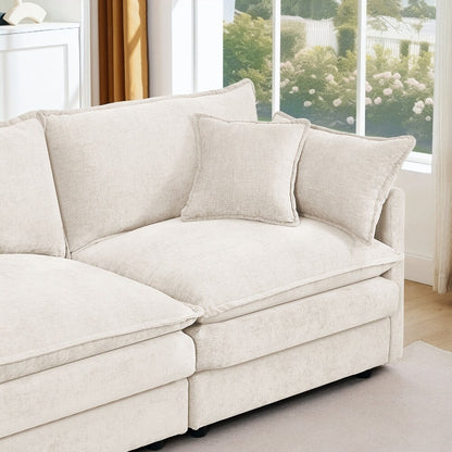 3-Seater Comfy Cloud Couches with Movable Ottoman