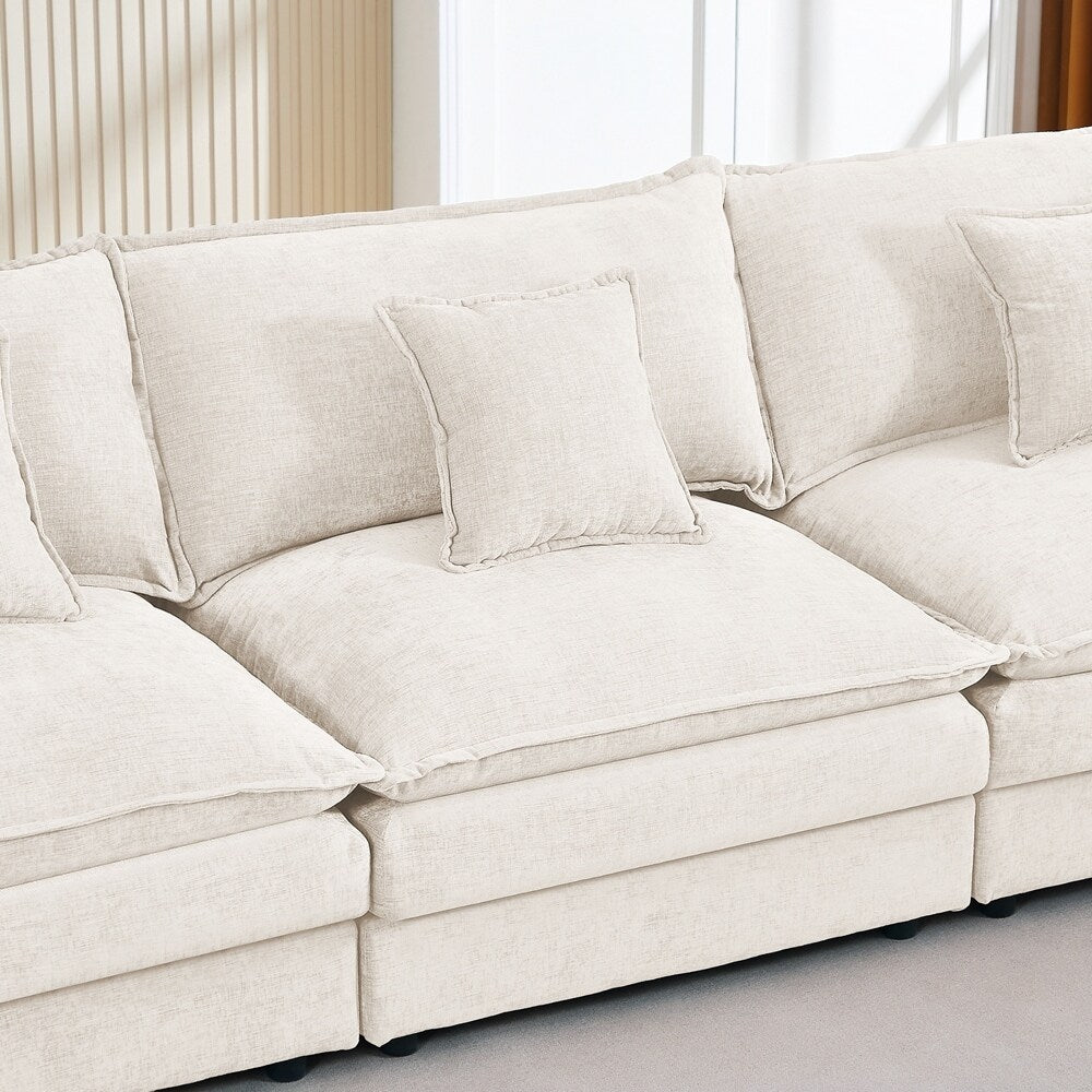 3-Seater Comfy Cloud Couches with Movable Ottoman