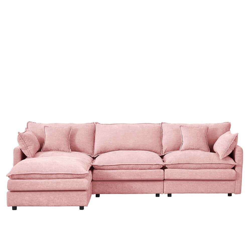 3-Seater Comfy Cloud Couches with Movable Ottoman