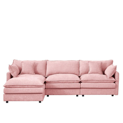 3-Seater Comfy Cloud Couches with Movable Ottoman