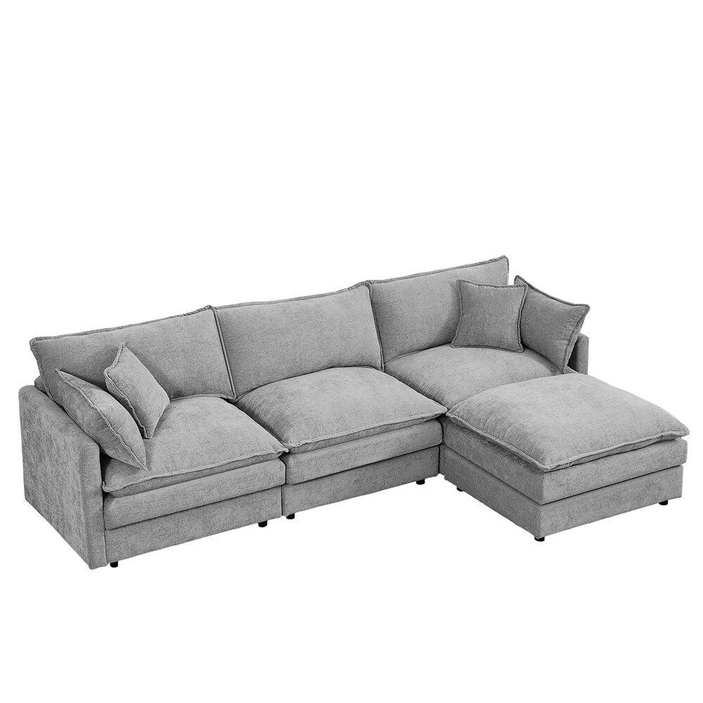 3-Seater Comfy Cloud Couches with Movable Ottoman