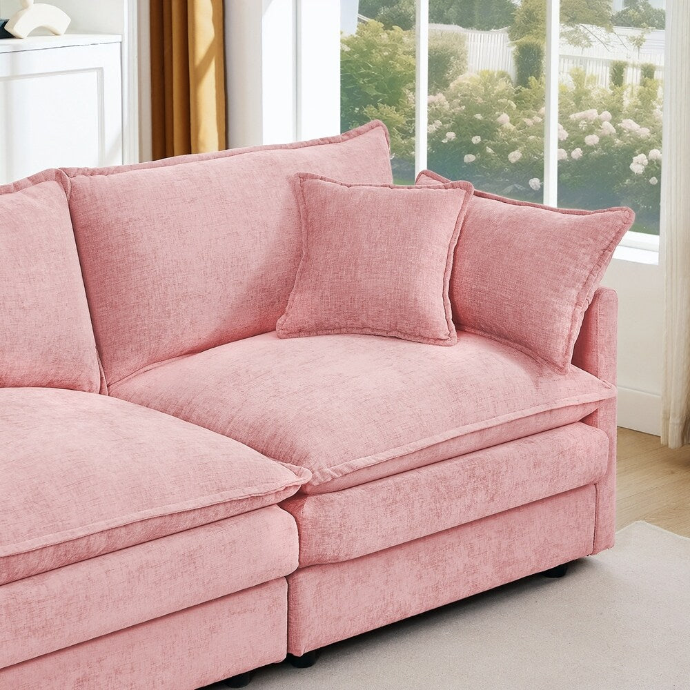 3-Seater Comfy Cloud Couches with Movable Ottoman