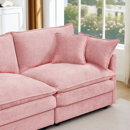 3-Seater Comfy Cloud Couches with Movable Ottoman