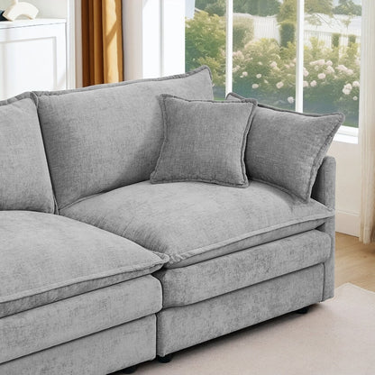 3-Seater Comfy Cloud Couches with Movable Ottoman