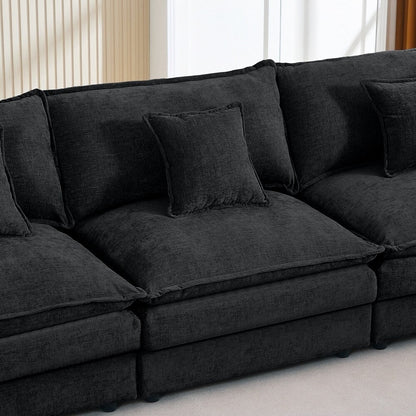 3-Seater Comfy Cloud Couches with Movable Ottoman