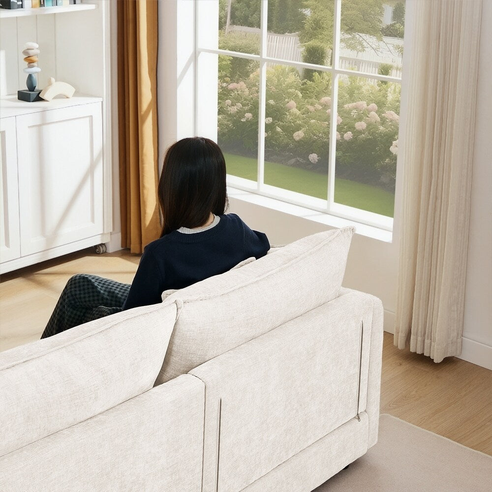3-Seater Comfy Cloud Couches with Movable Ottoman